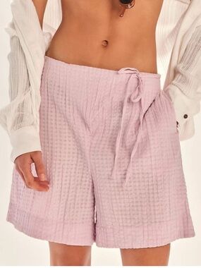 FREE PEOPLE FREE-EST PUCKER CHECK WRAP SHORTS SIZE S MSRP $58.00 NWT